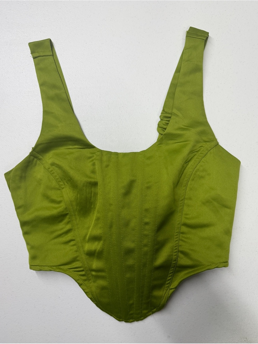 Joya Green Satin Corset Bustier Crop Top Size S